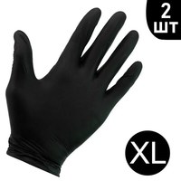 Изображение  Перчатки нитриловые неопудренные черные 2 шт, XL, Размер перчаток: XL