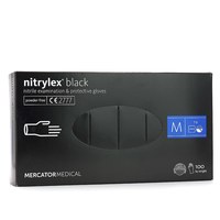 Изображение  Перчатки нитриловые Mercator Medical nitrylex 100 шт, M Черные, Размер перчаток: M