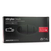 Изображение  Перчатки нитриловые Mercator Medical nitrylex 100 шт, L Черные, Размер перчаток: L