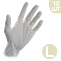 Изображение  Перчатки латексные опудренные белые 10 шт, L, Размер перчаток: L