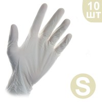 Изображение  Перчатки латексные опудренные белые 10 шт, S, Размер перчаток: S