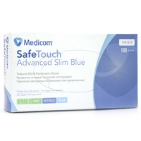 Зображення  Рукавички нітрилові Medicom Safe Touch Advanced Slim Blue 100 шт, L Сині