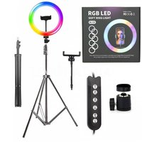 Изображение  MJ-30 RGB LED ring lamp (color) for 25 W. (30 cm) with a tripod and holder, on USB