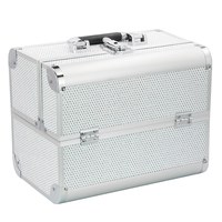 Изображение  Suitcase for a manicurist, make-up artist, white with stone decor