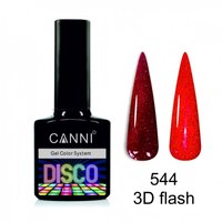 Изображение  Светоотражающий гель-лак Disco 3D flash CANNI №544 искристый красный, 7,3 мл, Цвет №: 544