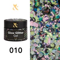 Изображение  Глиттерный гель F.O.X Glow Glitter Gel 5 мл № 010, Объем (мл, г): 5, Цвет: 010
