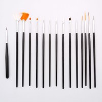 Изображение  Set of brushes for manicure 15 pcs black