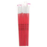 Изображение  Set of brushes for manicure 9 pcs red