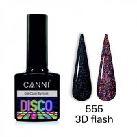 Зображення  Світловідбивний гель-лак Disco 3D flash CANNI №555 нічний феєрверк, 7,3мл, Цвет №: 555