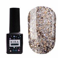 Изображение  Гель-лак Kira Nails Shine Bright №002 (серебро с золотыми блестками), 6 мл, Цвет №: 002