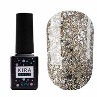 Изображение  Гель-лак Kira Nails Shine Bright №003 (белое золото с блестками), 6 мл, Цвет №: 003