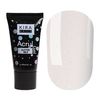 Зображення  Акрил-гель (полігель) для нарощування Kira Nails Acryl Gel Glitter Milk, 30 г