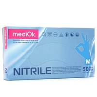 Изображение  Перчатки нитриловые MediOK 100 шт, M Голубые, Размер перчаток: M