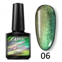 Изображение  Гель-лак CANNI 9D Galaxy Cat eye 06 золотистый-зеленый, 7,3 мл, Объем (мл, г): 7.3, Цвет №: 06