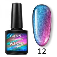 Изображение  Gel polish CANNI 9D Galaxy Cat eye 12 raspberry-blue, 7.3 ml, Volume (ml, g): 44992, Color No.: 12