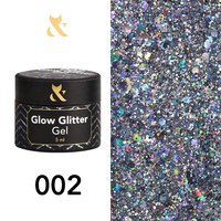 Зображення  Глітерний гель F.O.X Glow Glitter Gel 5 мл № 002, Об'єм (мл): 5, Колір №: 002