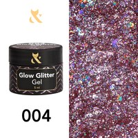 Зображення  Глітерний гель F.O.X Glow Glitter Gel 5 мл № 004, Об'єм (мл, г): 5, Цвет №: 004