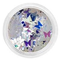 Изображение  Sequins Molekula white holographic "butterflies" in jars