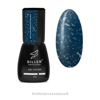 Изображение  Камуфлирующая база для ногтей Siller Terrazzo Base 8 мл, № 9 бирюзово-синяя с салатовой поталью, Объем (мл, г): 8, Цвет №: 009