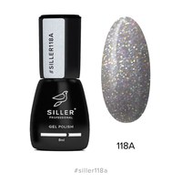 Зображення  Гель-лак для нігтів Siller Professional Classic №118A (сріблястий з голографічними блискітками), 8 мл, Об'єм (мл, г): 8, Цвет №: 118A