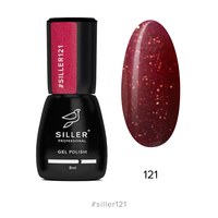 Зображення  Гель-лак для нігтів Siller Professional Classic №121 (червона троянда з блискітками), 8 мл, Об'єм (мл, г): 8, Цвет №: 121