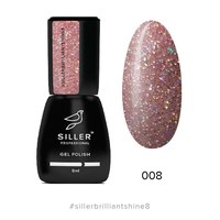 Изображение  Gel polish for nails Siller Professional Brilliant Shine No. 08 (dusty pink with sparkles), 8 ml, Volume (ml, g): 8, Color No.: 8