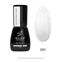 Зображення  Siller Cover Base Milky Shine №1 молочна камуфлююча база c сріблястим блиском для нігтів, 8 мл, Об'єм (мл, г): 8, Цвет №: 1