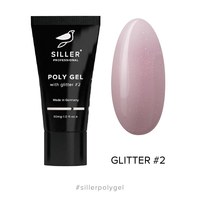 Изображение  Siller Poly Gel with glitter №2 Полигель моделирующий с глиттером (бледно-розовый), 30 мл, Объем (мл, г): 30, Вариант: 2