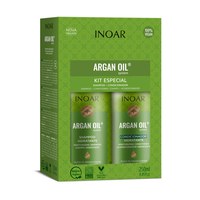 Зображення  Безсульфатний шампунь та кондиціонер для жирного волосся Inoar Duo Argan Oil Hidratante, 2х250 мл