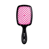 Изображение  Щетка для волос Kodi Soft Touch черная с розовыми зубцами