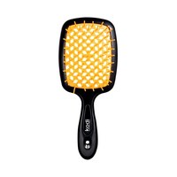 Изображение  Щетка для волос Kodi Soft Touch черная с оранжевыми зубцами