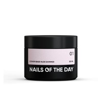 Зображення  Nails of the Day Cover base nude shimmer 01 – блідно-рожева камуфлююча база з золотистим шиммером для нігтів, 30 мл, Об'єм (мл, г): 30, Цвет №: 01