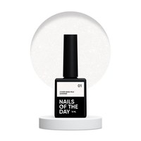 Зображення  Nails of the Day Cover base milk shimmer 01 – молочна камуфлююча база з золотистим шиммером для нігтів, 10 мл, Об'єм (мл, г): 10, Цвет №: 01
