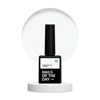 Зображення  Nails of the Day Cover base milk shimmer 02 – молочна камуфлююча база зі срібним шиммером для нігтів, 10 мл, Об'єм (мл, г): 10, Цвет №: 02