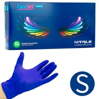 Изображение  Перчатки нитриловые одноразовые Care 365, 100 шт S, Синие, Размер перчаток: S, Цвет: Синий