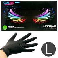 Изображение  Disposable nitrile gloves Care 365 black, 100 pcs L, Glove size: L, Color: Black