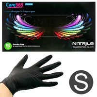 Изображение  Перчатки нитриловые одноразовые Care 365 черные, 100 шт S, Размер перчаток: S, Цвет: Черный