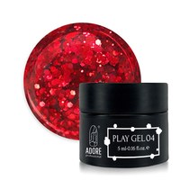 Изображение  Glitter gel for nail design ADORE prof. Play Gel 5g P-04 scarlet, Volume (ml, g): 5, Color No.: P-04 is red