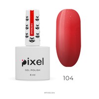 Изображение  Гель-лак Pixel №104 (красный с золотыми блестками), 8 мл, Объем (мл, г): 8, Цвет №: 104