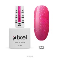 Изображение  Гель-лак Pixel №122 (фуксия с крупными блестками), 8 мл, Объем (мл, г): 8, Цвет №: 122