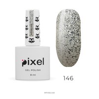 Изображение  Гель-лак Pixel №146 (серебристый с блестками), 8 мл, Объем (мл, г): 8, Цвет №: 146