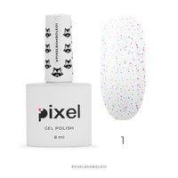 Изображение  Гель-лак Pixel Bamboleo №01 (молочный с разноцветными конфетти), 8 мл, Объем (мл, г): 8, Цвет №: 01