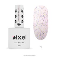 Изображение  Гель-лак Pixel Bamboleo №04 (светло-розовый с разноцветными конфетти), 8 мл, Объем (мл, г): 8, Цвет №: 04