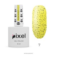 Изображение  Gel Polish Pixel Drops No. 7 (lemon with black chips), 8 ml, Volume (ml, g): 8, Color No.: 7