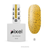 Изображение  Gel Polish Pixel Drops No. 8 (mustard with black chips), 8 ml, Volume (ml, g): 8, Color No.: 8
