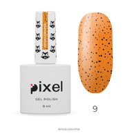 Зображення  Гель-лак Pixel Drops №9 (помаранчевий з чорною крихтою), 8 мл, Об'єм (мл, г): 8, Цвет №: 09