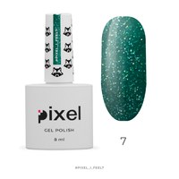 Изображение  Gel polish Pixel i_Feel №07 (emerald with sparkles), 8 ml, Volume (ml, g): 8, Color No.: 7