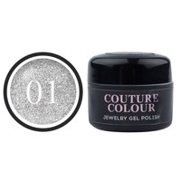 Изображение  Gel polish Couture Color Jewelry J01 (silver with sparkles), 5 ml, Volume (ml, g): 5, Color No.: J01