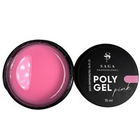 Изображение  Полигель SAGA POLY GEL Pink (розовый) в баночке, 15 мл, Объем (мл, г): 15, Цвет №: Pink