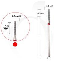 Изображение  Milling cutter diamond cone red 1.5 mm, working part 10.5 mm